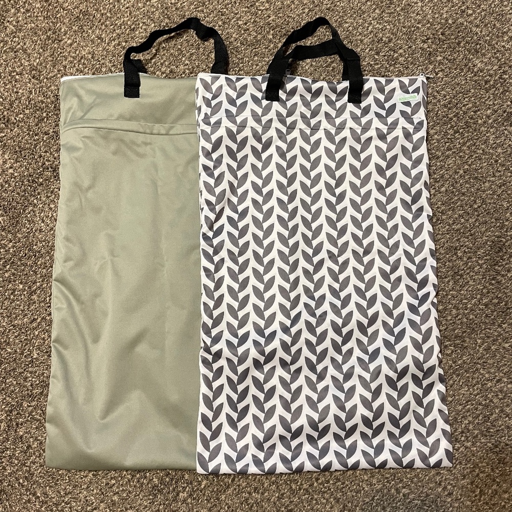 2 Large Cloth Diaper Wet Bags